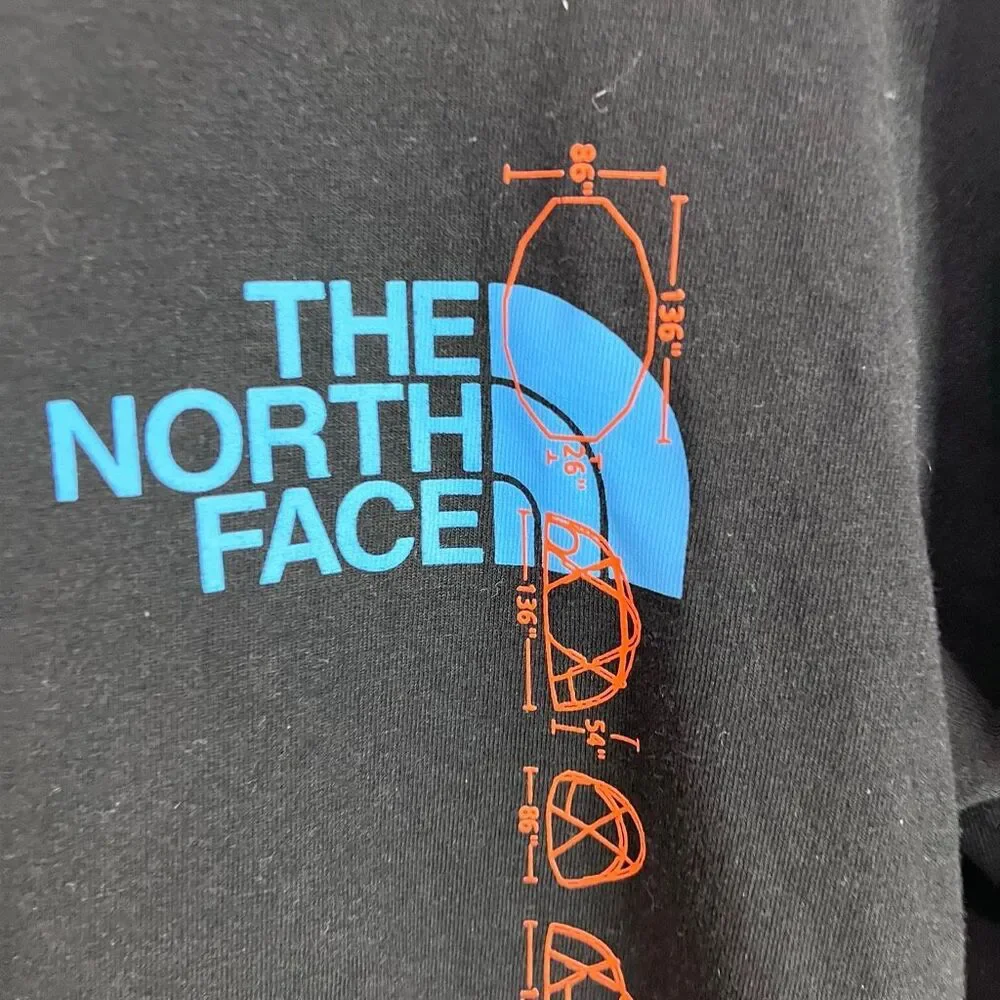 The North Face Black Long Sleeve Graphic Tee Mens Small Logo‎